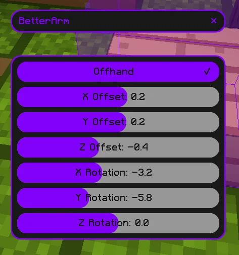 Helix module config screen