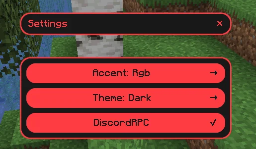 Helix settings menu in game